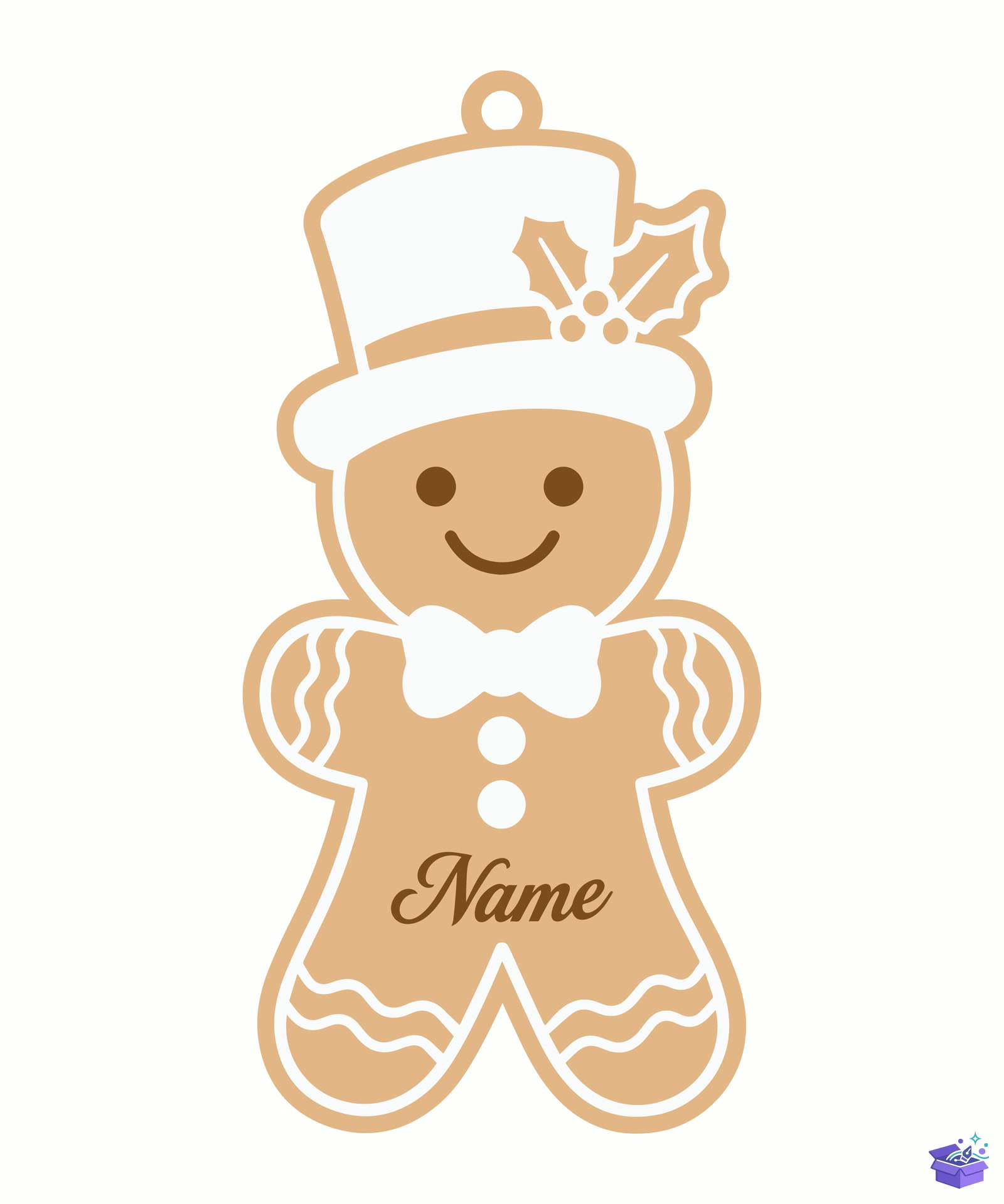 Yılbaşı Gingerbread Name Süs - Tasarım Çizim Dosyası (SVG, DXF, EPS, PNG) - Lazer Kesim Dosyaları İndir (DXF, SVG, EPS)