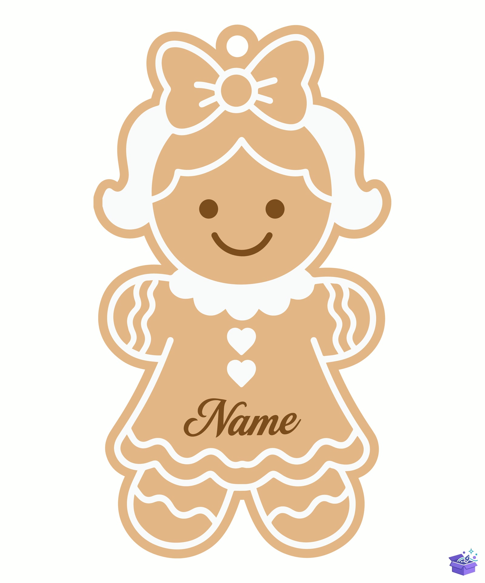 Yılbaşı Gingerbread Name Süs - Tasarım Çizim Dosyası (SVG, DXF, EPS, PNG) önizleme 2
