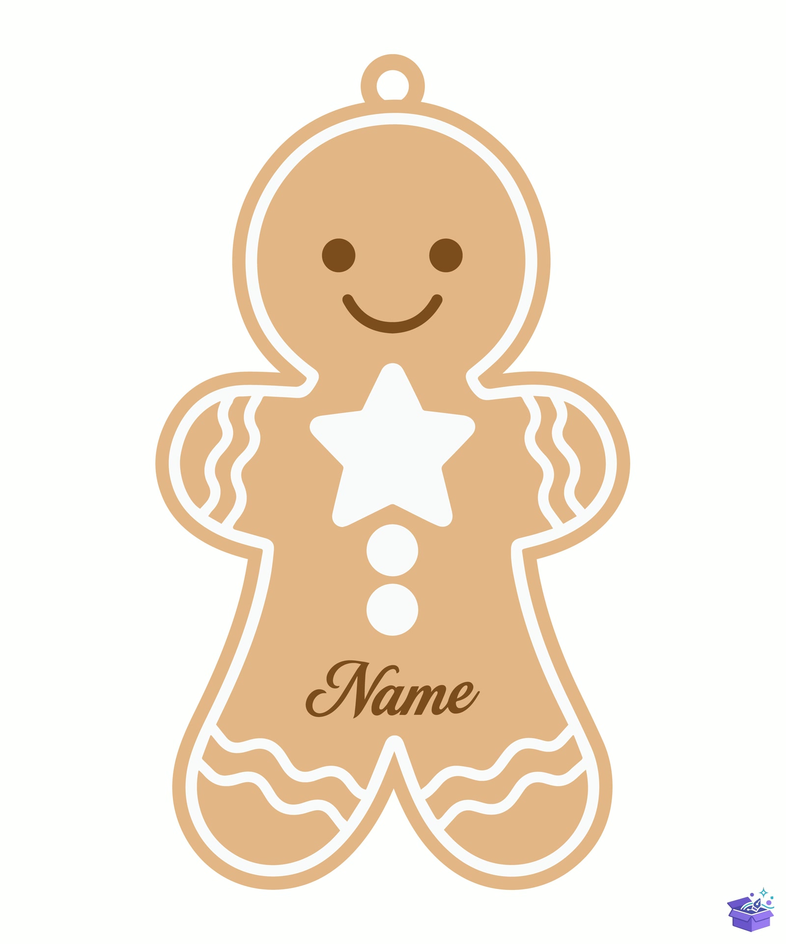 Yılbaşı Gingerbread Name Süs - Tasarım Çizim Dosyası (SVG, DXF, EPS, PNG) önizleme 3