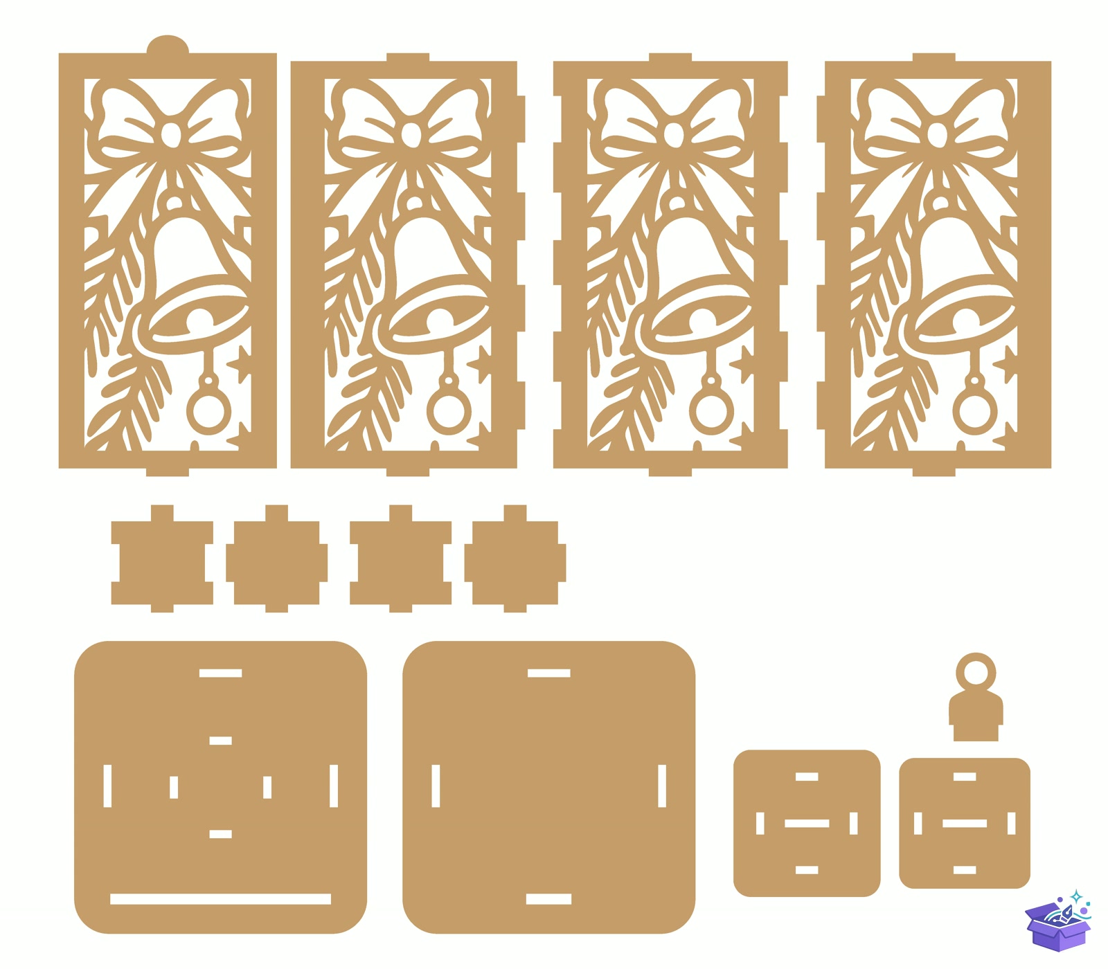 Yılbaşı Fener Lasercut BUNDLES - Tasarım Çizim Dosyası (SVG, DXF, EPS, PNG) önizleme 3