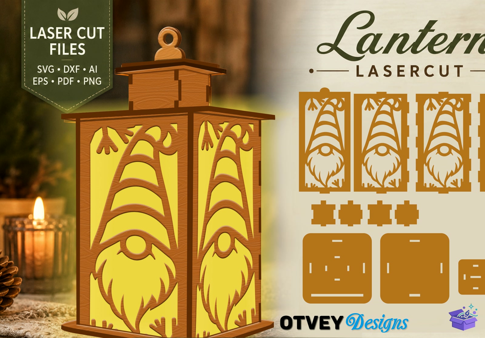 Yılbaşı Fener Lasercut BUNDLES - Tasarım Çizim Dosyası (SVG, DXF, EPS, PNG) önizleme 5