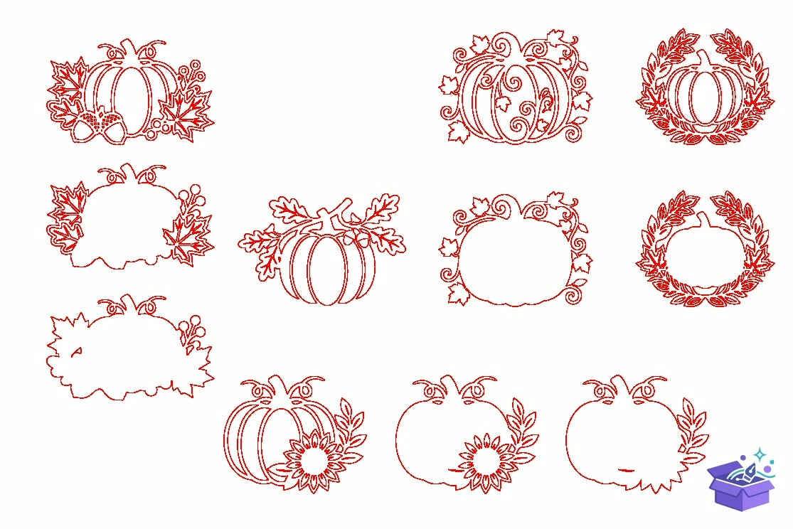 Multilayer Autumn Fall Pumpkin SVG Bundl - Tasarım Çizim Dosyası (SVG, DXF, EPS, PNG) önizleme 3