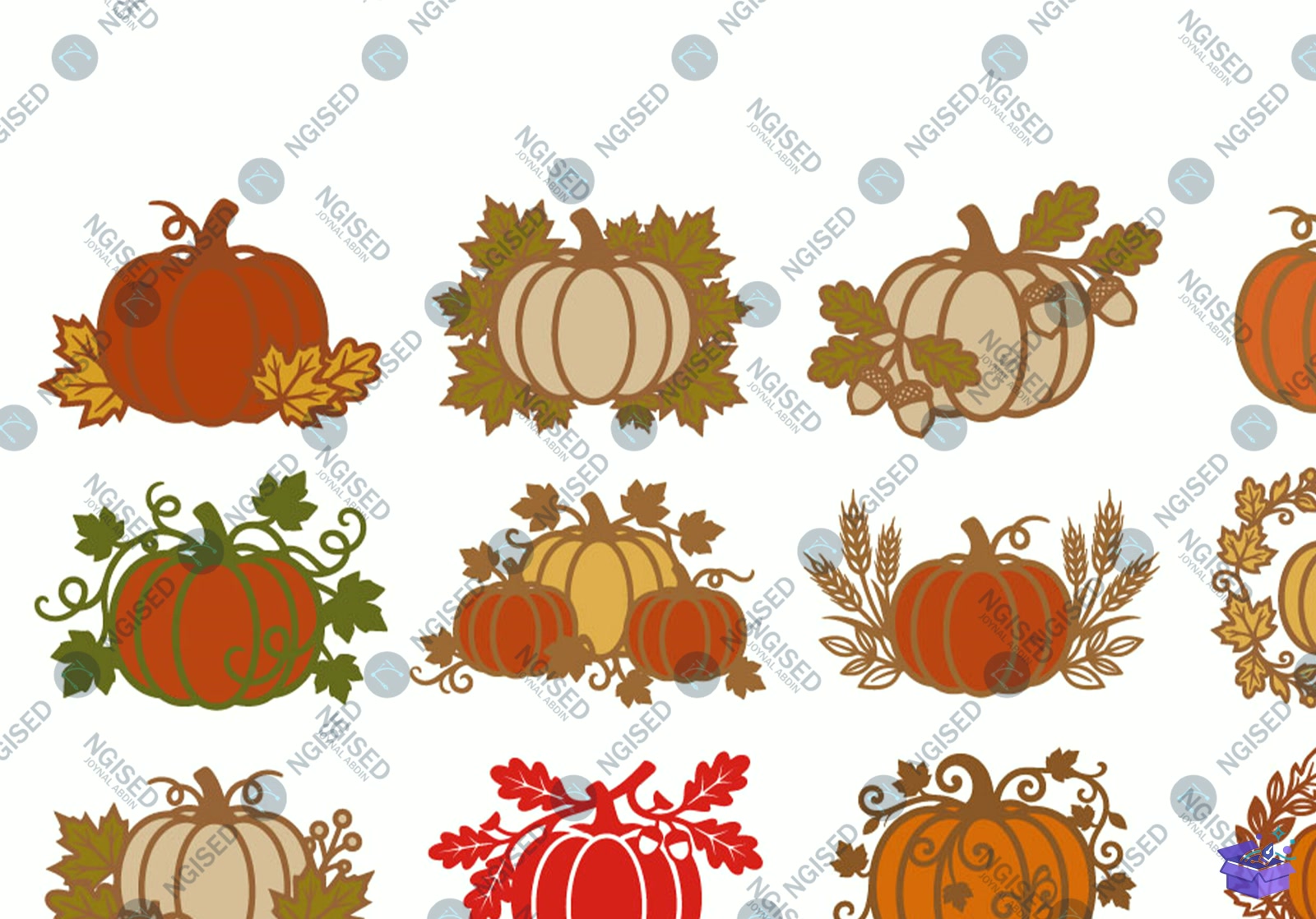 Multilayer Autumn Fall Pumpkin SVG Bundl - Tasarım Çizim Dosyası (SVG, DXF, EPS, PNG) önizleme 5