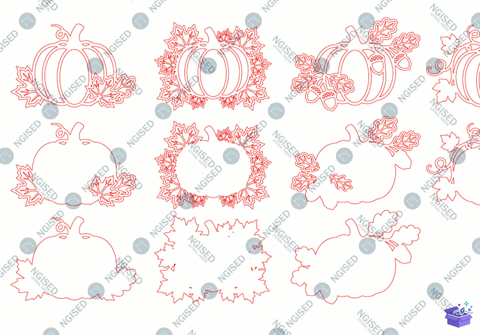 Multilayer Autumn Fall Pumpkin SVG Bundl - Tasarım Çizim Dosyası (SVG, DXF, EPS, PNG) önizleme 6