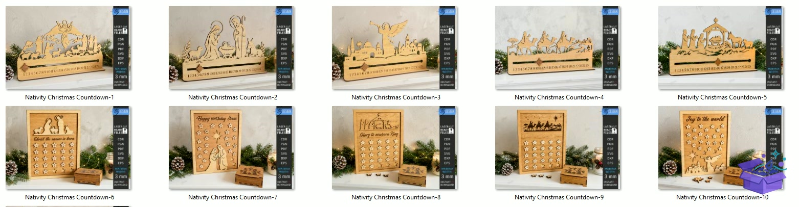 Nativity Yılbaşı Countdown Laser - Tasarım Çizim Dosyası (SVG, DXF, EPS, PNG) - Lazer Kesim Dosyaları İndir (STL, 3MF, DXF)