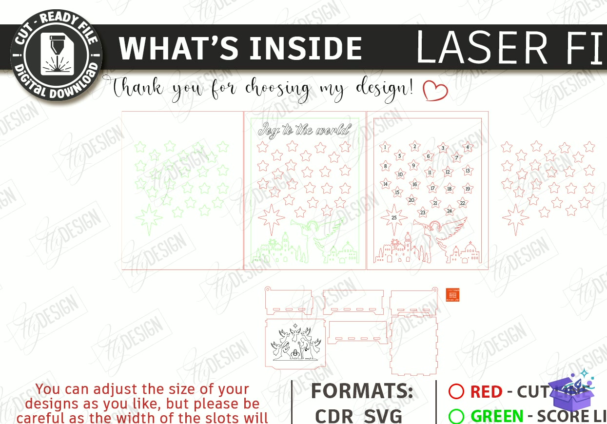 Nativity Yılbaşı Countdown Laser - Tasarım Çizim Dosyası (SVG, DXF, EPS, PNG) önizleme 5