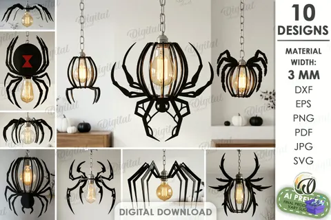 Spider Lampshades Lazer Kesim - Tasarım Çizim Dosyası (SVG, DXF, EPS, PNG) - Lazer Kesim Dosyaları İndir (STL, 3MF, DXF)