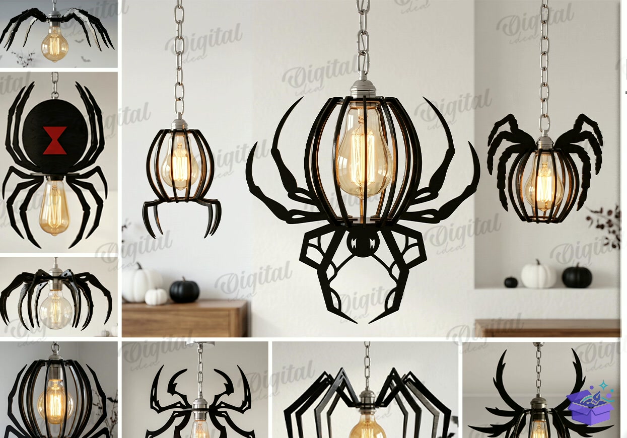 Spider Lampshades Lazer Kesim - Tasarım Çizim Dosyası (SVG, DXF, EPS, PNG) önizleme 4