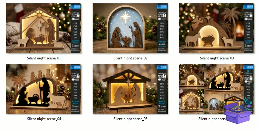 Silent Night Scene Lazer Kesim CNC - Tasarım Çizim Dosyası (SVG, DXF, EPS, PNG) - Lazer Kesim Dosyaları İndir (STL, 3MF, DXF)