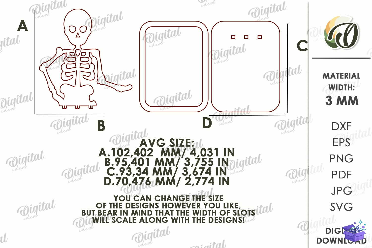 Cadılar Bayramı Shadow Candle Tutucu - Tasarım Çizim Dosyası (SVG, DXF, EPS, PNG) önizleme 2