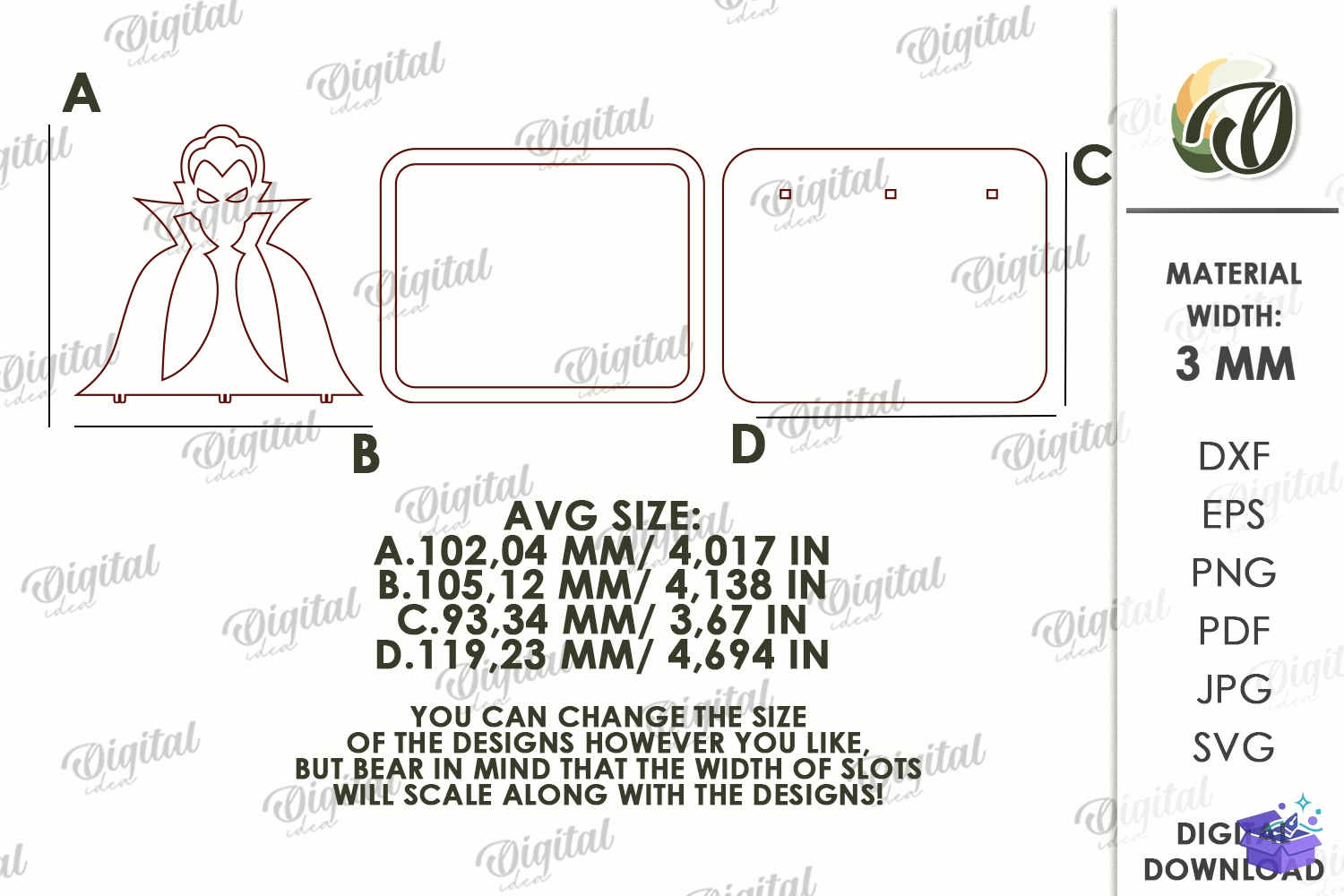 Cadılar Bayramı Shadow Candle Tutucu - Tasarım Çizim Dosyası (SVG, DXF, EPS, PNG) önizleme 3