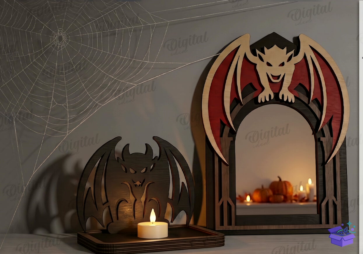 Cadılar Bayramı Shadow Candle Tutucu - Tasarım Çizim Dosyası (SVG, DXF, EPS, PNG) önizleme 5