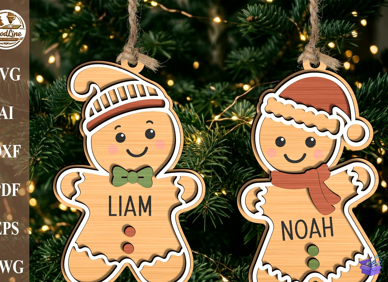 Personalized Gingerbread Süs - Tasarım Çizim Dosyası (SVG, DXF, EPS, PNG) önizleme 2