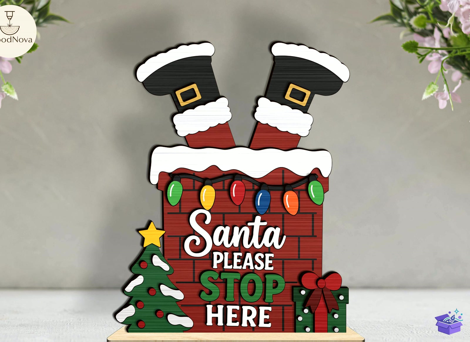 Yılbaşı Santa Stop Here Laser - Tasarım Çizim Dosyası (SVG, DXF, EPS, PNG) - Lazer Kesim Dosyaları İndir (STL, 3MF, DXF)