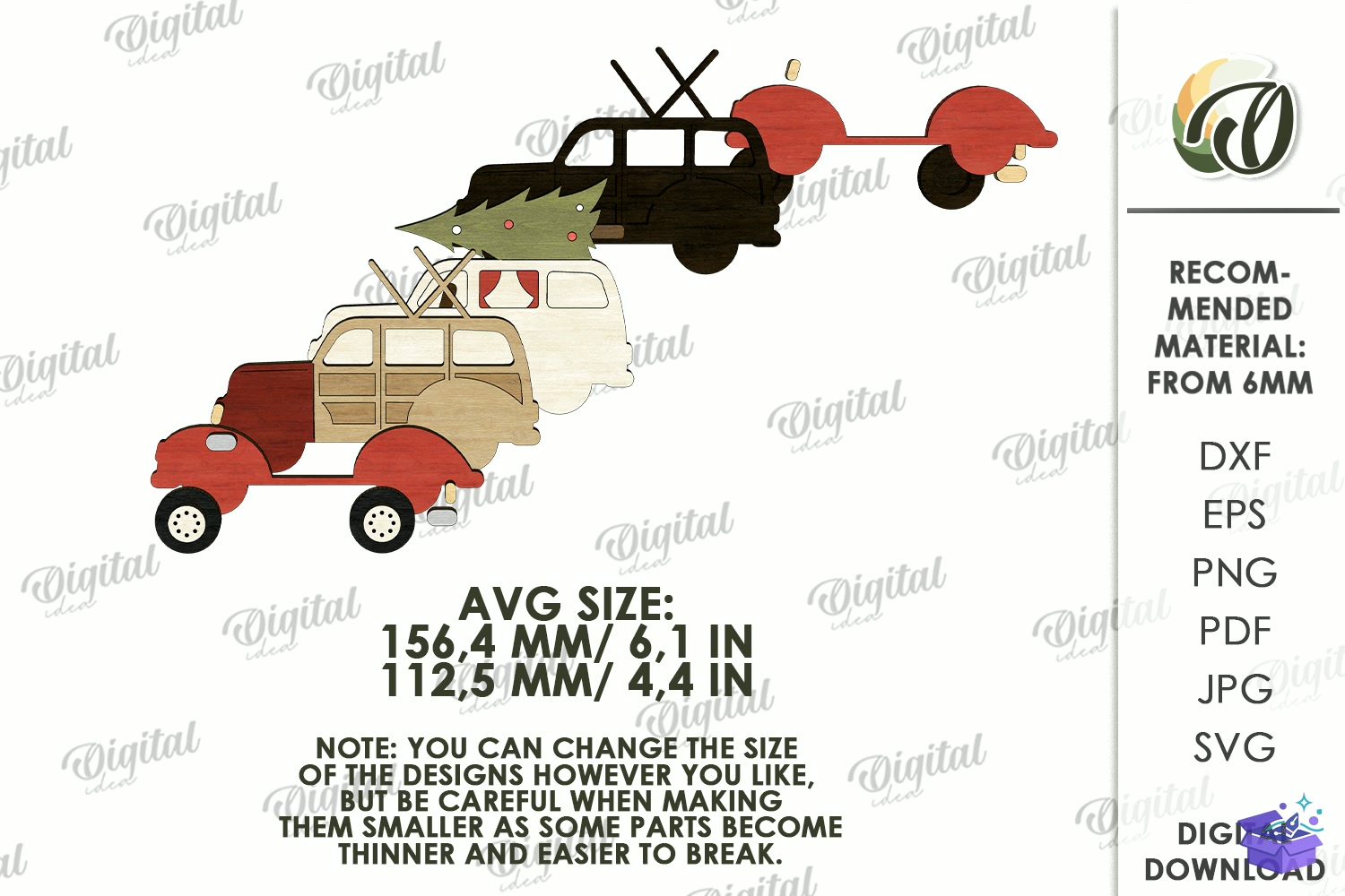 Yılbaşı Katmanlı Car Lazer Kesim - Tasarım Çizim Dosyası (SVG, DXF, EPS, PNG) - Lazer Kesim Dosyaları İndir (STL, 3MF, DXF)