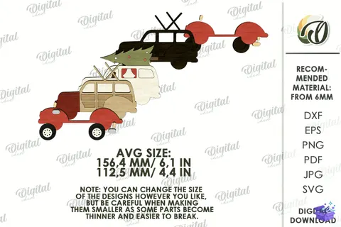 Yılbaşı Katmanlı Car Lazer Kesim - Tasarım Çizim Dosyası (SVG, DXF, EPS, PNG) - Lazer Kesim Dosyaları İndir (STL, 3MF, DXF)