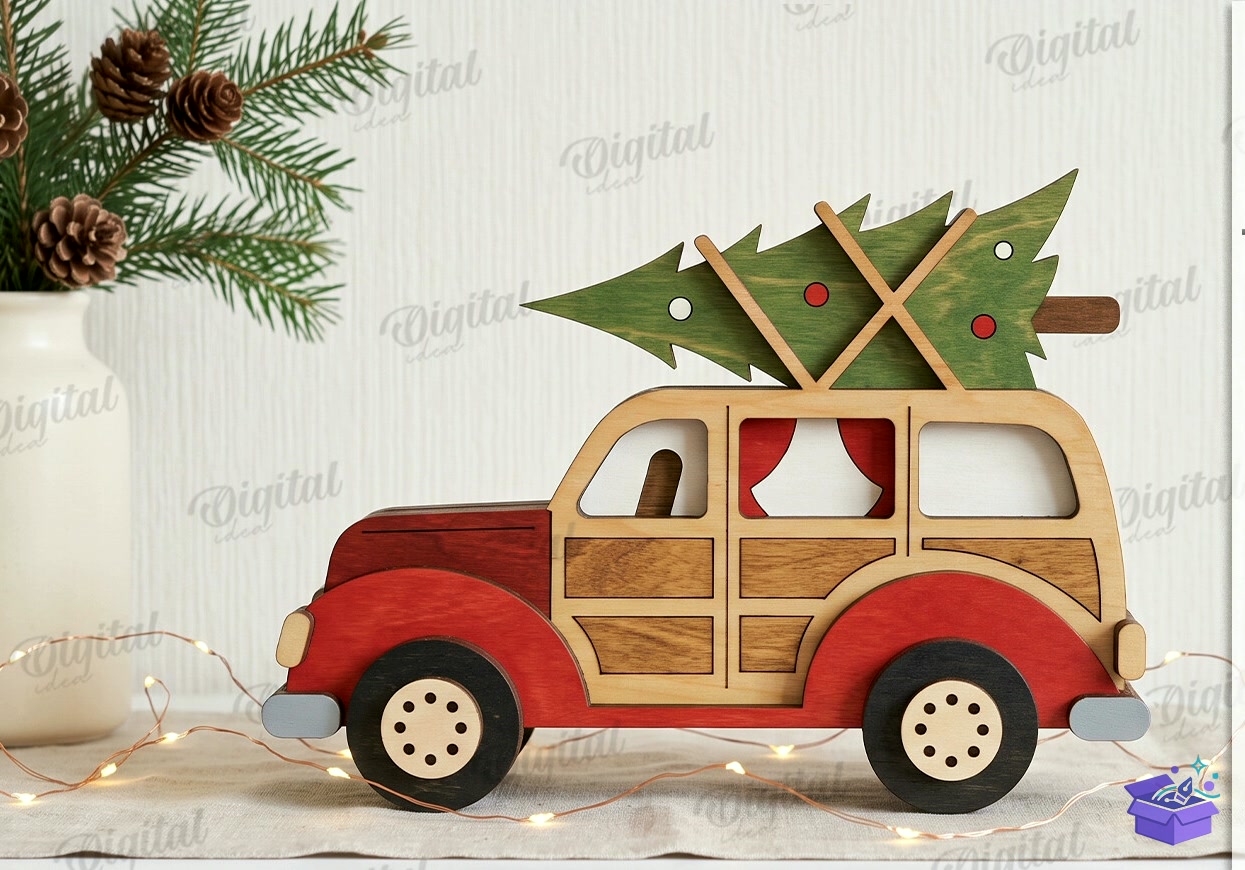 Yılbaşı Katmanlı Car Lazer Kesim - Tasarım Çizim Dosyası (SVG, DXF, EPS, PNG) önizleme 4