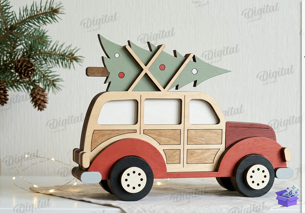 Yılbaşı Katmanlı Car Lazer Kesim - Tasarım Çizim Dosyası (SVG, DXF, EPS, PNG) önizleme 5