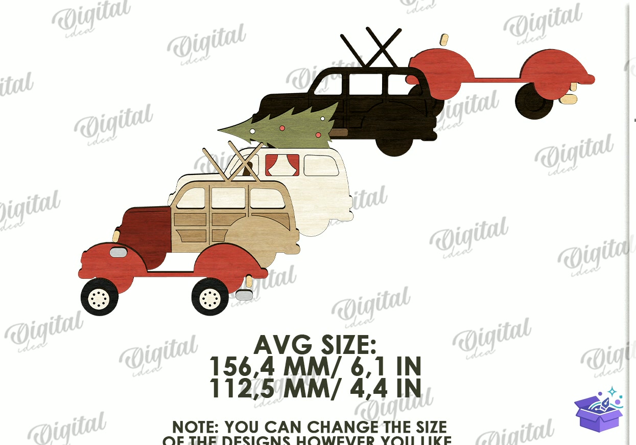 Yılbaşı Katmanlı Car Lazer Kesim - Tasarım Çizim Dosyası (SVG, DXF, EPS, PNG) önizleme 6