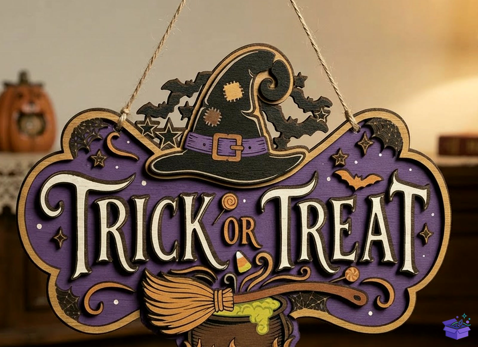 🎃 Spooky Trick Or Treat Tabela Levha - Tasarım Çizim Dosyası (SVG, DXF, EPS, PNG) önizleme 3