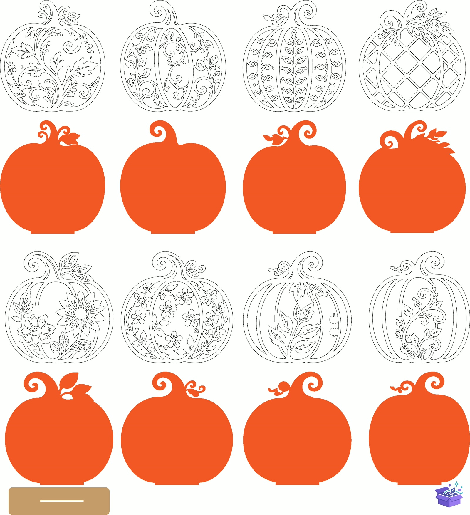 Katmanlı Pumpkin Lazer Kesim SVG - Tasarım Çizim Dosyası (SVG, DXF, EPS, PNG) - Lazer Kesim Dosyaları İndir (STL, 3MF, DXF)