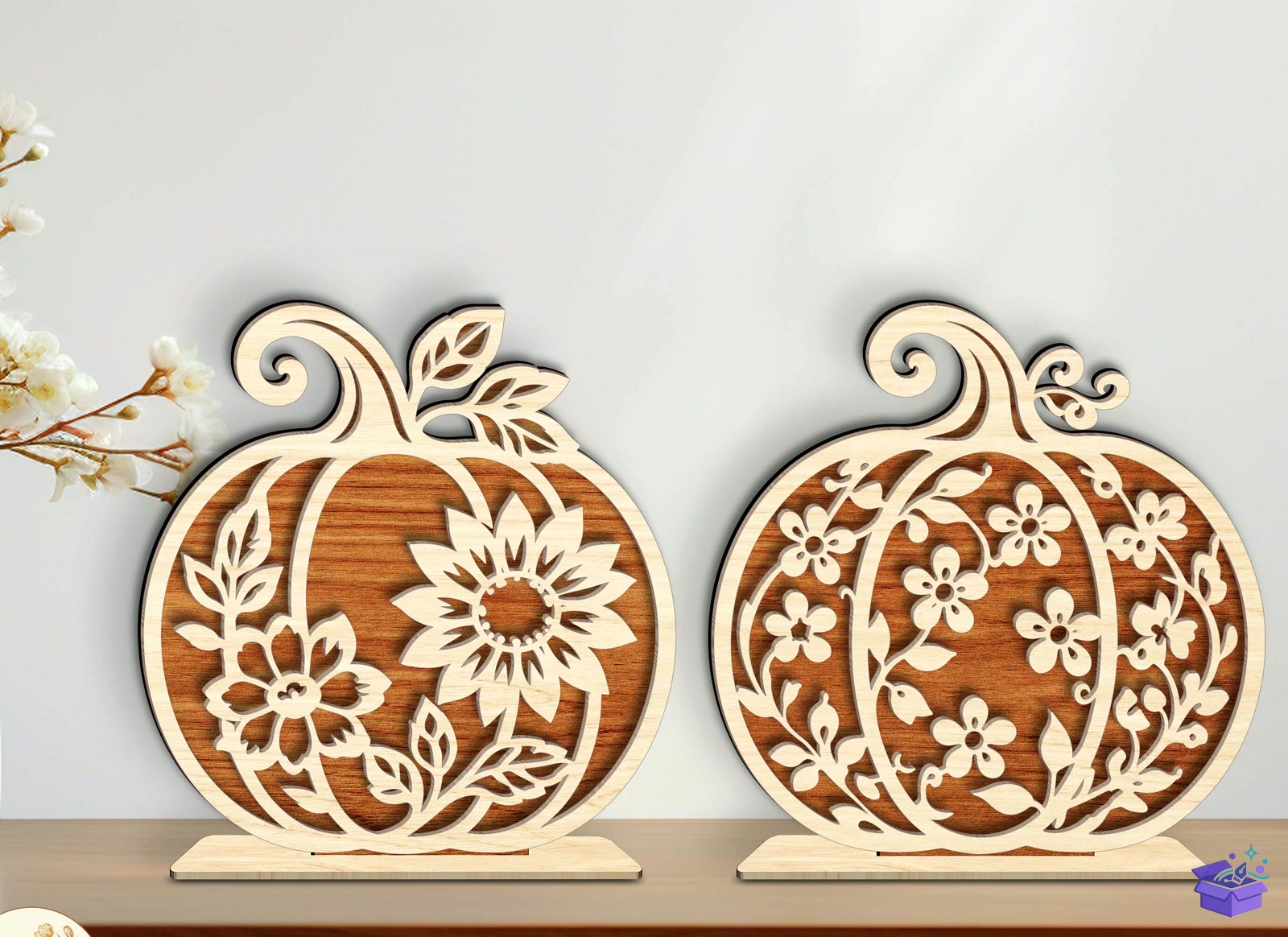 Katmanlı Pumpkin Lazer Kesim SVG - Tasarım Çizim Dosyası (SVG, DXF, EPS, PNG) önizleme 3