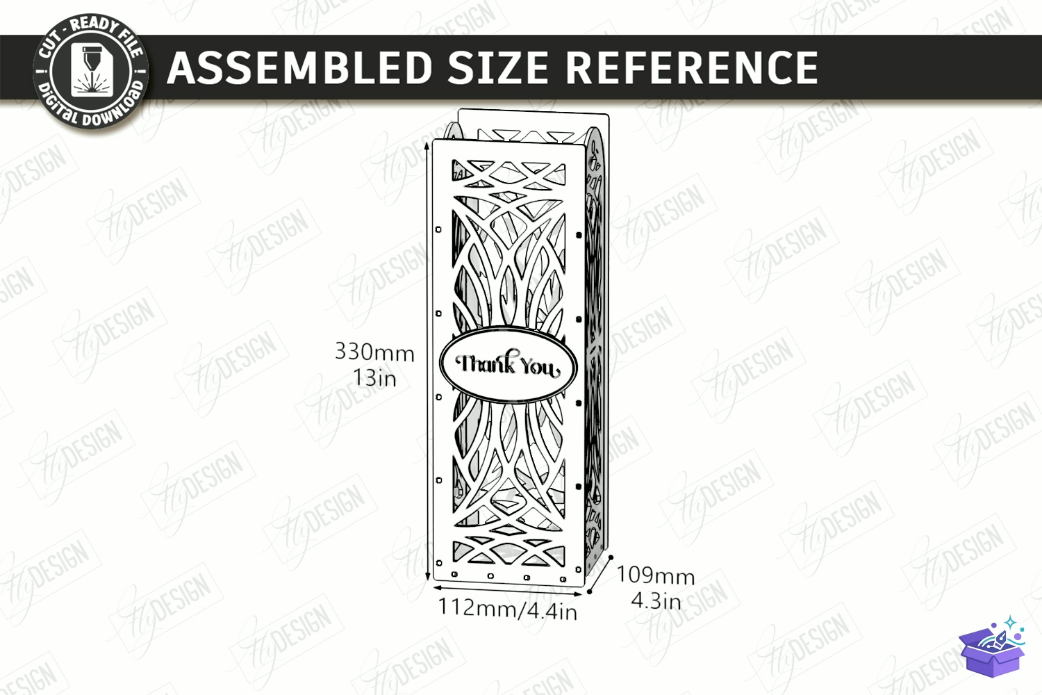 Wine Bottle Gift Kutu Lazer Kesim - Tasarım Çizim Dosyası (SVG, DXF, EPS, PNG) önizleme 2