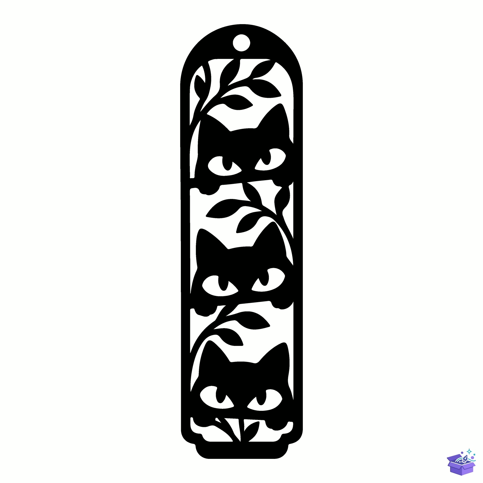 Kedi Kitap Ayracı SVG Laser - Tasarım Çizim Dosyası (SVG, DXF, EPS, PNG) önizleme 2