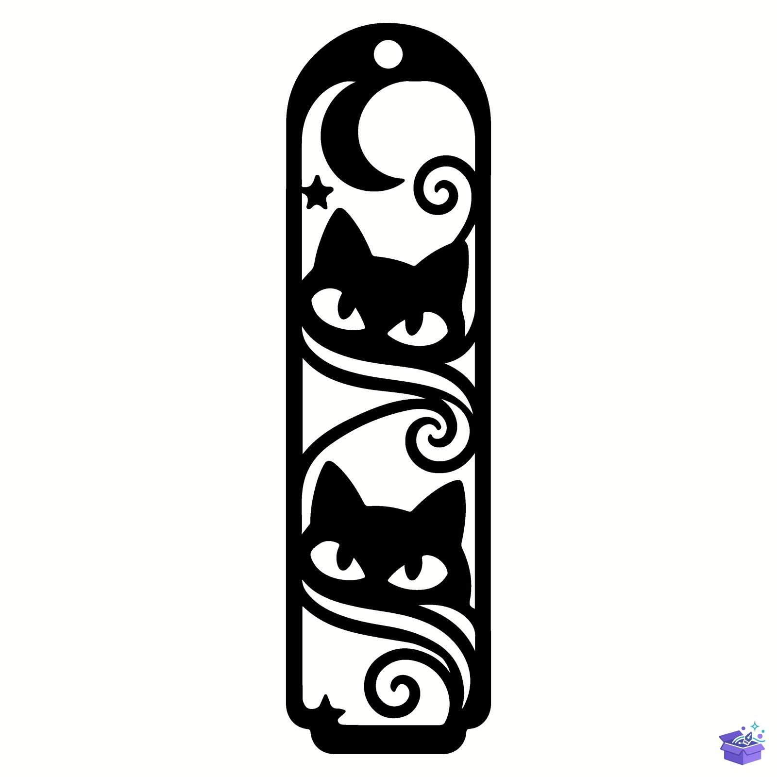 Kedi Kitap Ayracı SVG Laser - Tasarım Çizim Dosyası (SVG, DXF, EPS, PNG) önizleme 3