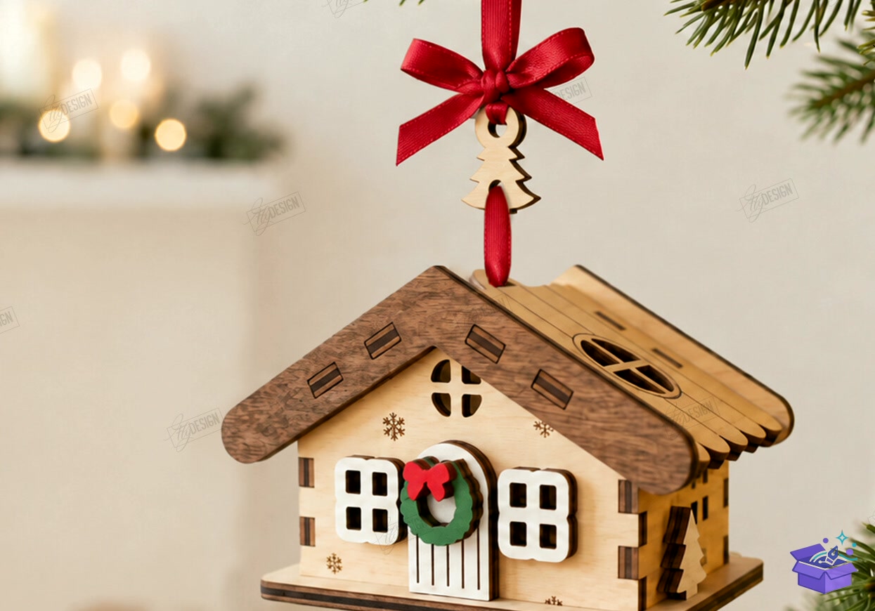 Santa Sleigh Church Lazer Kesim SVG - Tasarım Çizim Dosyası (SVG, DXF, EPS, PNG) önizleme 5