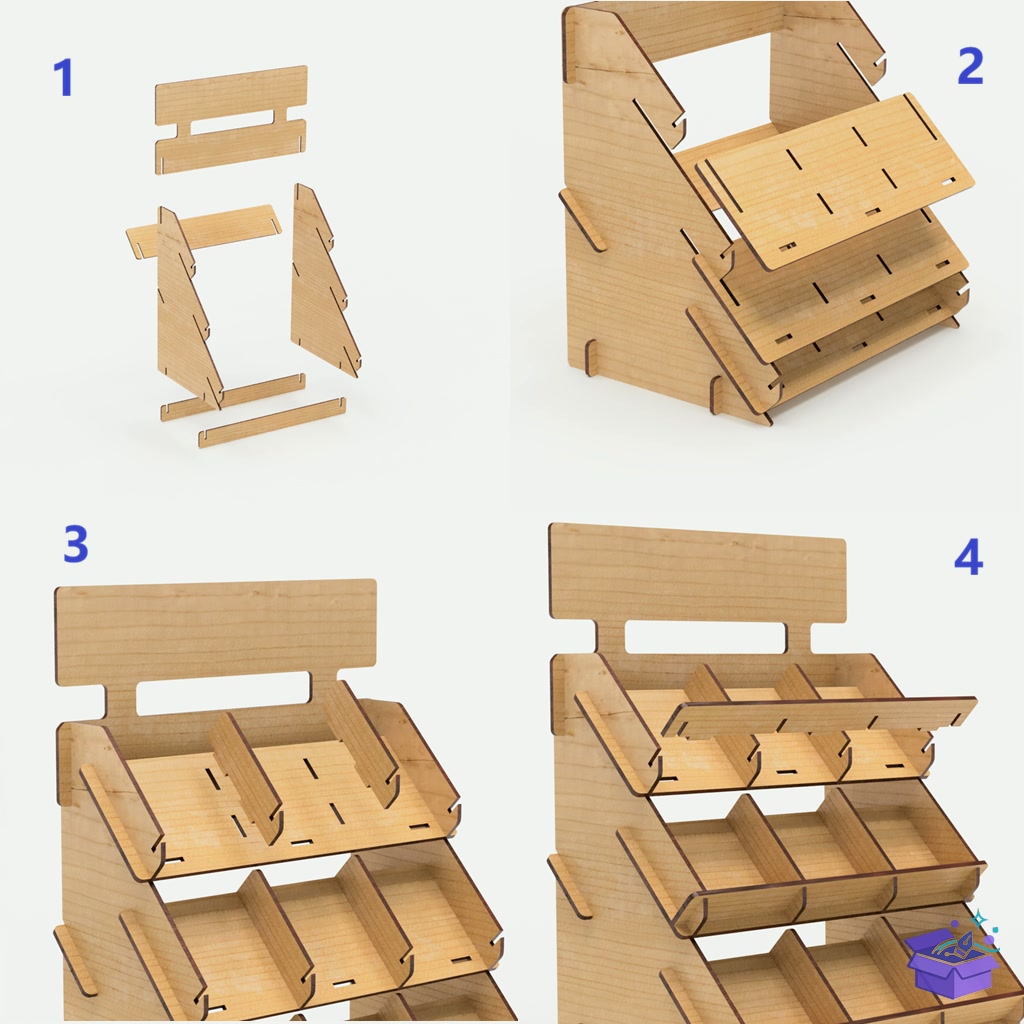 Lazer Kesim Retail Market Display Stand - Tasarım Çizim Dosyası (SVG, DXF, EPS, PNG) önizleme 2
