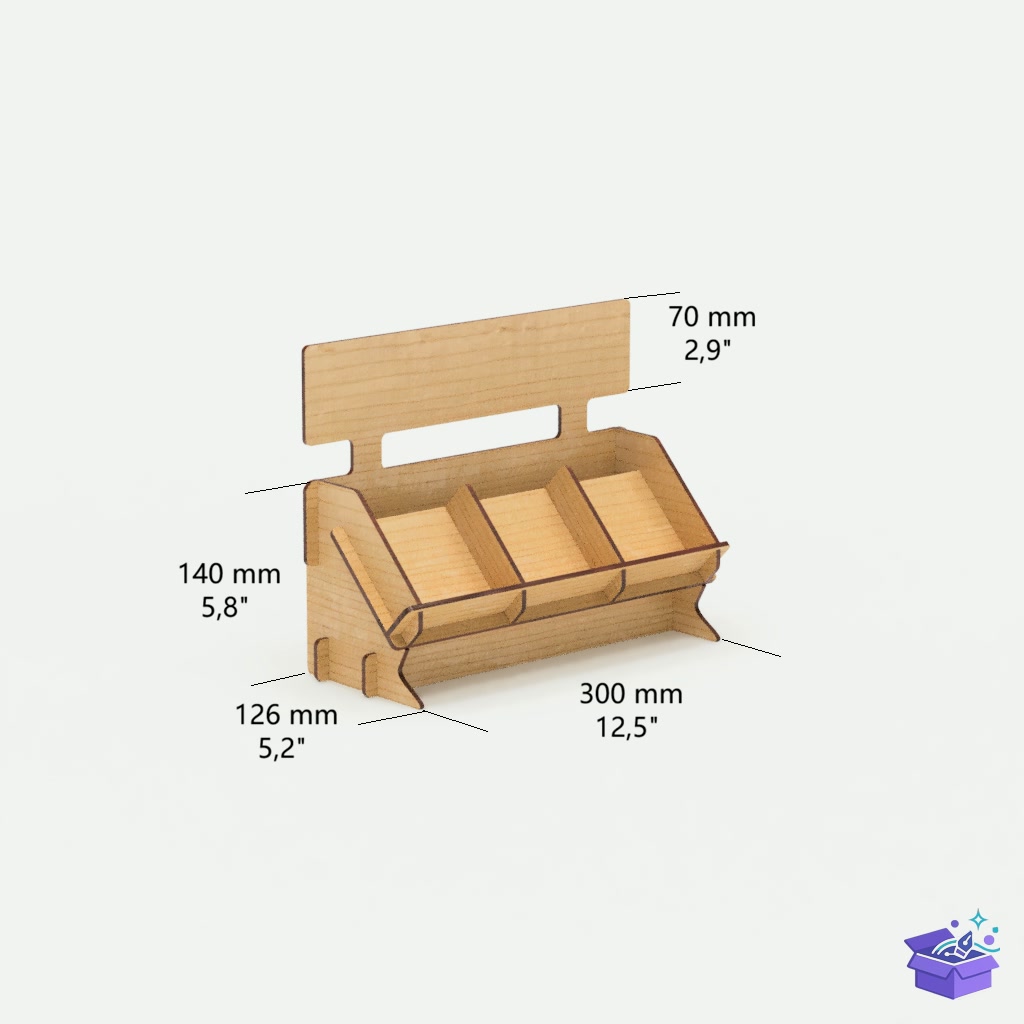 Lazer Kesim Retail Market Display Stand - Tasarım Çizim Dosyası (SVG, DXF, EPS, PNG) önizleme 3
