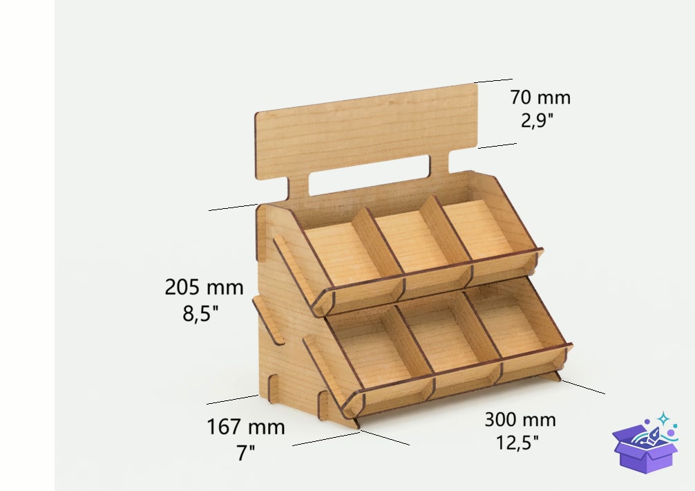 Lazer Kesim Retail Market Display Stand - Tasarım Çizim Dosyası (SVG, DXF, EPS, PNG) önizleme 6