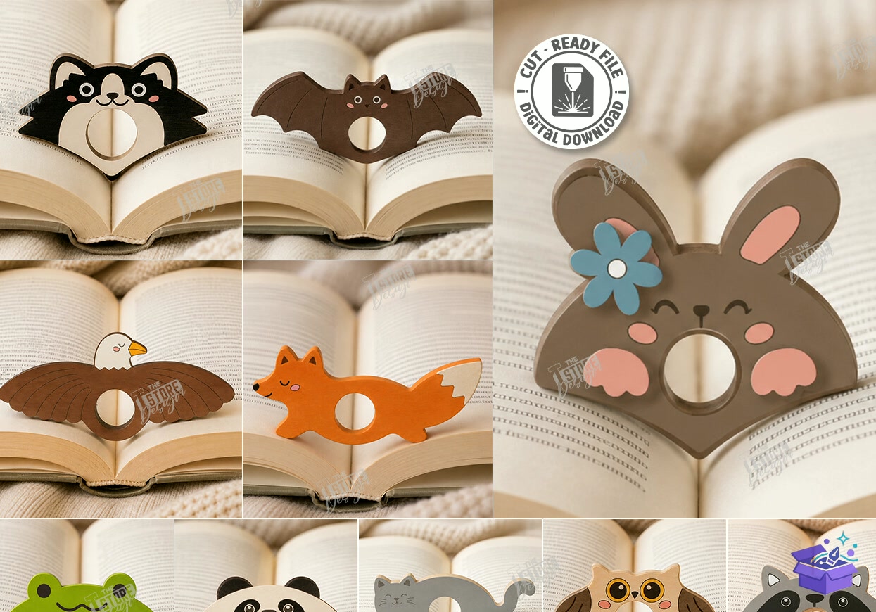 Animal Book Page Tutucu Lazer Kesim - Tasarım Çizim Dosyası (SVG, DXF, EPS, PNG) önizleme 3