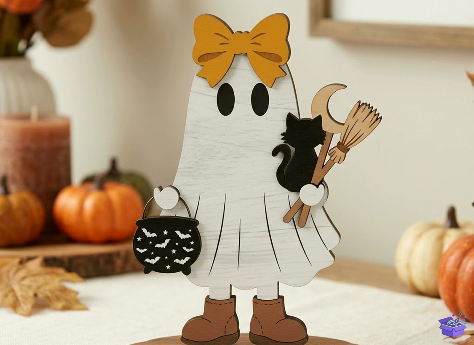 Cadılar Bayramı Ghost Witch SVG - Tasarım Çizim Dosyası (SVG, DXF, EPS, PNG) önizleme 2