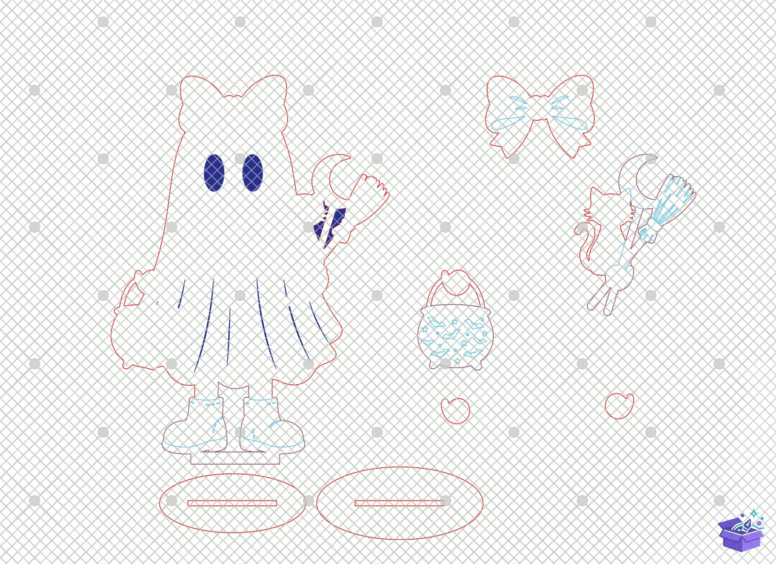 Cadılar Bayramı Ghost Witch SVG - Tasarım Çizim Dosyası (SVG, DXF, EPS, PNG) önizleme 4