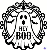 Cadılar Bayramı "Boo" Hayalet ve Yarasalı Kapı Süsü - Lazer Kesim ve Çizim Dosyası (SVG, DXF, EPS, PNG) - detaylı önizleme 1