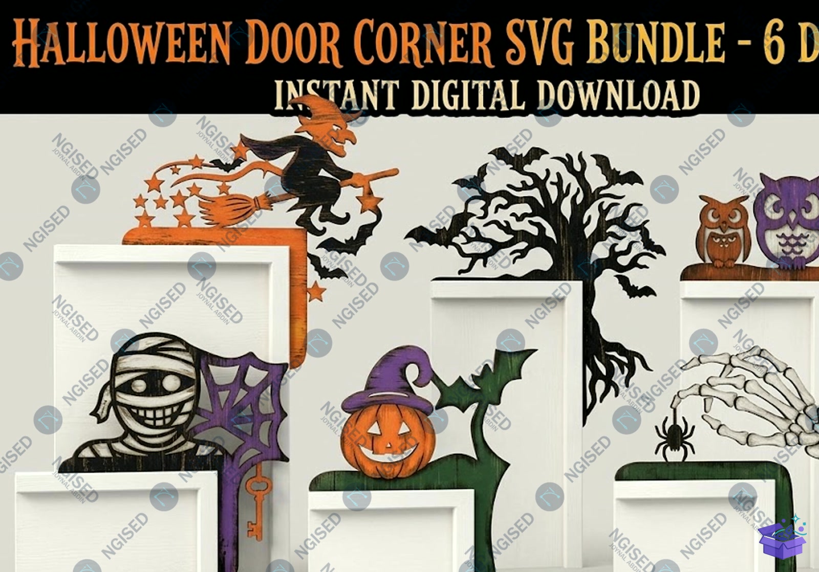 Cadılar Bayramı Ghost Boo Bat Kapı Süsü SVG - Tasarım Çizim Dosyası (SVG, DXF, EPS, PNG) önizleme 3