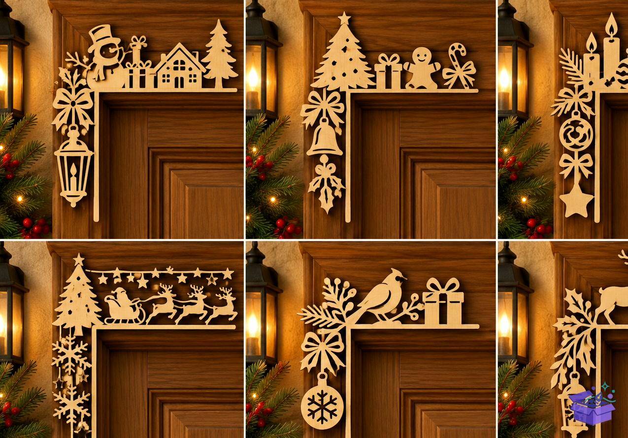 Yılbaşı Door Corner SVG Lazer Kesim - Tasarım Çizim Dosyası (SVG, DXF, EPS, PNG) - Lazer Kesim Dosyaları İndir (DXF, SVG, EPS)