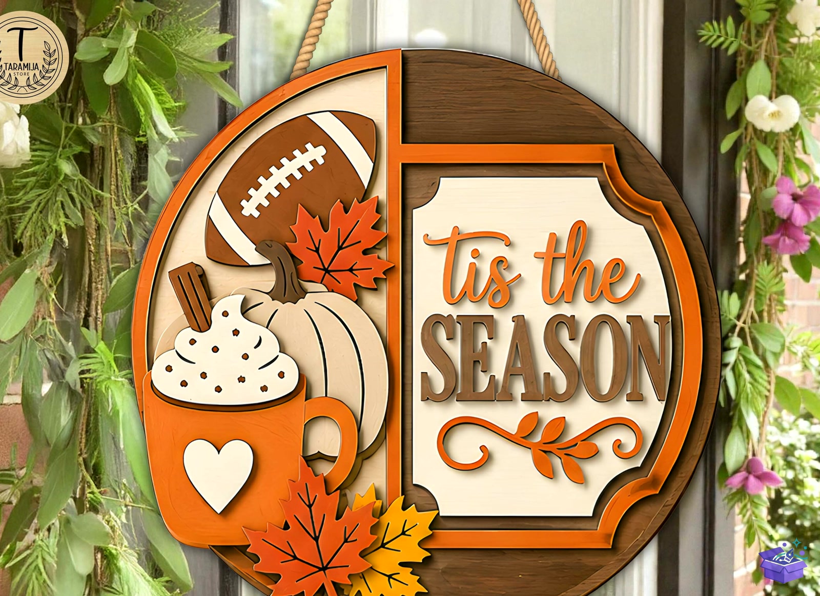 Fall Season Kapı Süsü SVG - Tasarım Çizim Dosyası (SVG, DXF, EPS, PNG) önizleme 2