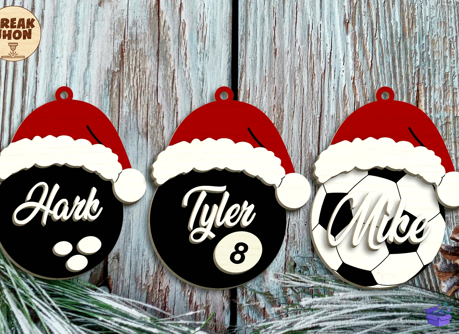 Personalized Sports Yılbaşı Ağaç Süsü - Tasarım Çizim Dosyası (SVG, DXF, EPS, PNG) önizleme 5