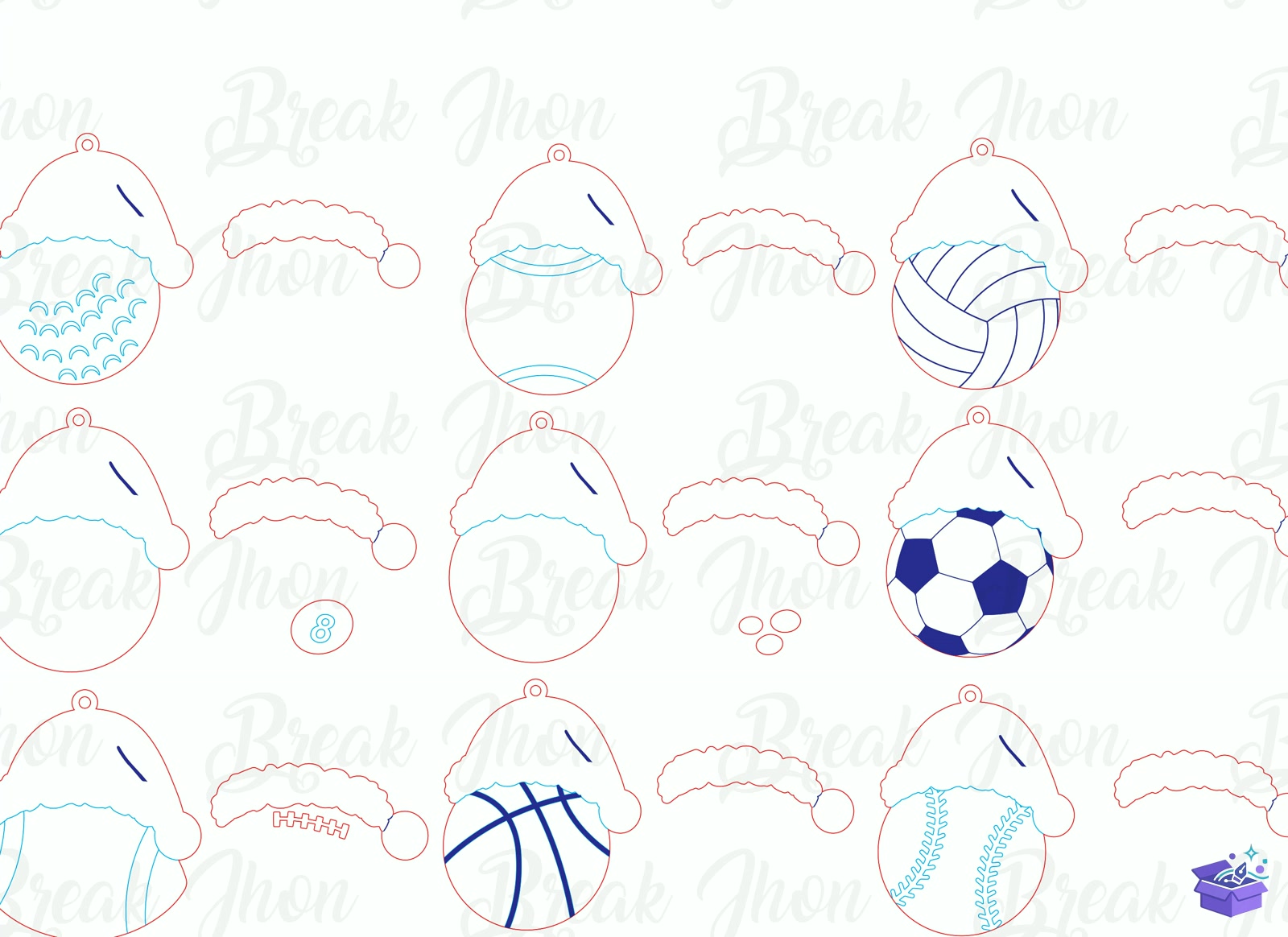 Personalized Sports Yılbaşı Ağaç Süsü - Tasarım Çizim Dosyası (SVG, DXF, EPS, PNG) önizleme 6