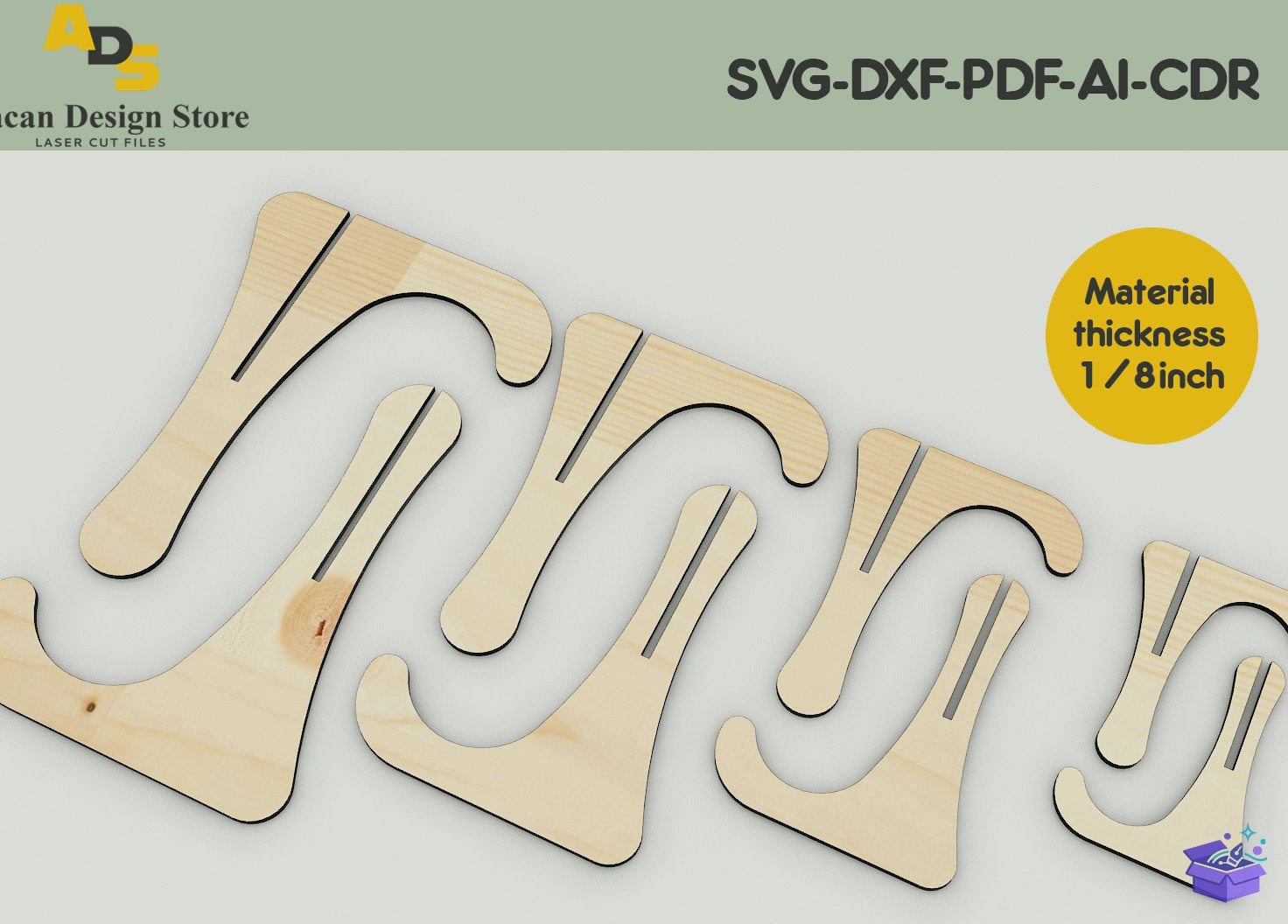 Display Stand / Easel Picture Çerçeve Plan - Tasarım Çizim Dosyası (SVG, DXF, EPS, PNG) önizleme 3