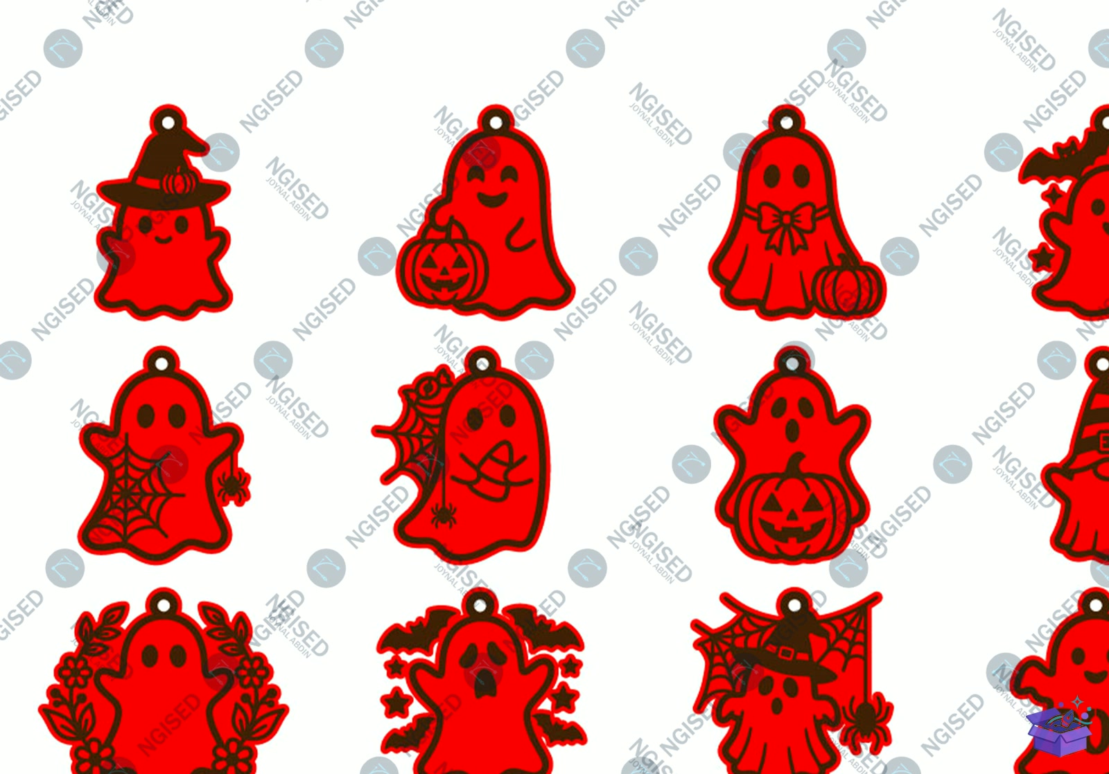 Cadılar Bayramı Ghost Küpe SVG - Tasarım Çizim Dosyası (SVG, DXF, EPS, PNG) önizleme 2