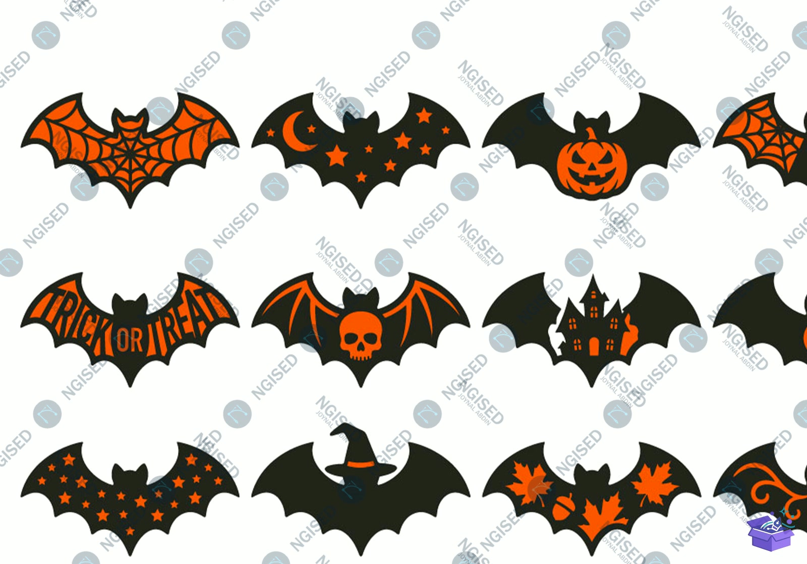 Spooky Cadılar Bayramı Bat Lazer Kesim SVG Bundl - Tasarım Çizim Dosyası (SVG, DXF, EPS, PNG) önizleme 2