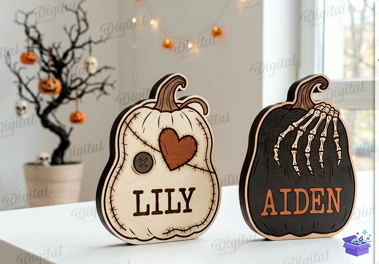 Personalized Cadılar Bayramı Pumpkins - Tasarım Çizim Dosyası (SVG, DXF, EPS, PNG) önizleme 5