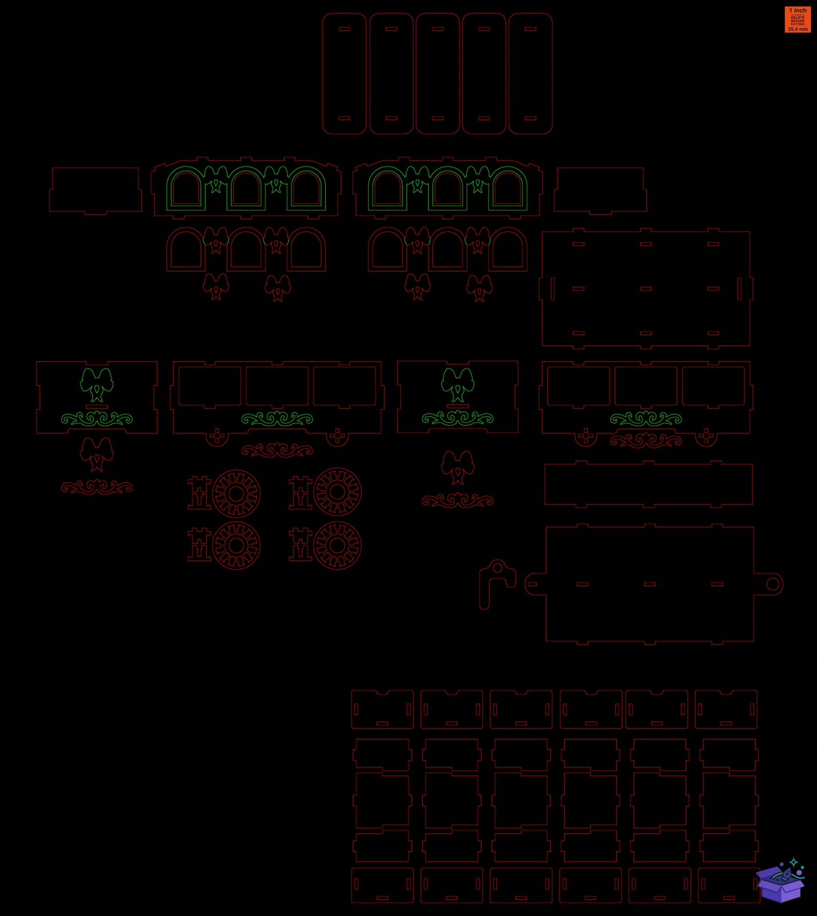 Yılbaşı Train Advent Calendar CNC - Tasarım Çizim Dosyası (SVG, DXF, EPS, PNG) - Lazer Kesim Dosyaları İndir (STL, 3MF, DXF)