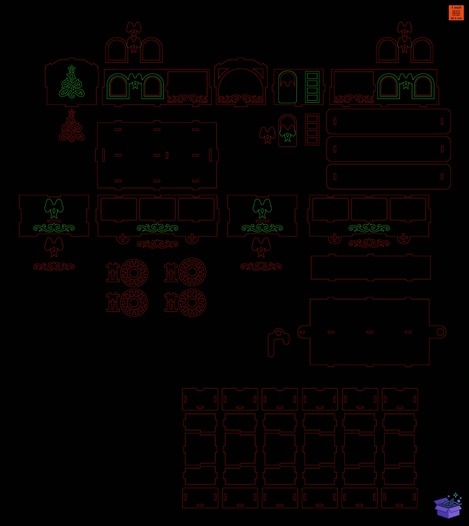 Yılbaşı Train Advent Calendar CNC - Tasarım Çizim Dosyası (SVG, DXF, EPS, PNG) önizleme 3
