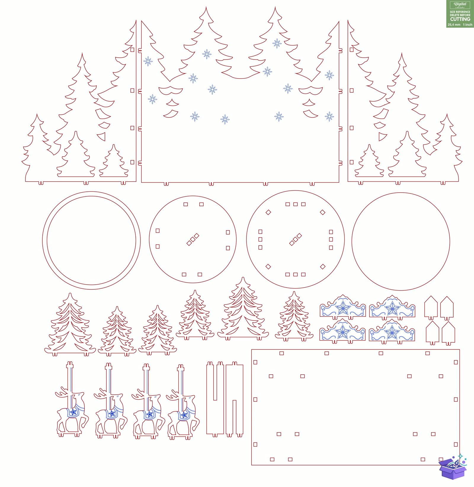3D Winter Stand Lazer Kesim - Tasarım Çizim Dosyası (SVG, DXF, EPS, PNG) - Lazer Kesim Dosyaları İndir (STL, 3MF, DXF)