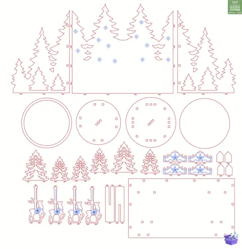 3D Winter Stand Lazer Kesim - Tasarım Çizim Dosyası (SVG, DXF, EPS, PNG) - Lazer Kesim Dosyaları İndir (STL, 3MF, DXF)